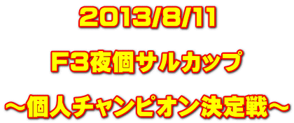 2013/8/11  F3夜個サルカップ  ～個人チャンピオン決定戦～ 