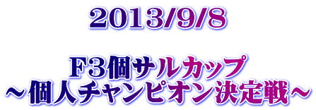 2013/9/8  F3個サルカップ ～個人チャンピオン決定戦～ 