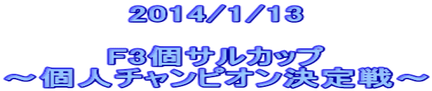 2014/1/13  F3個サルカップ ～個人チャンピオン決定戦～